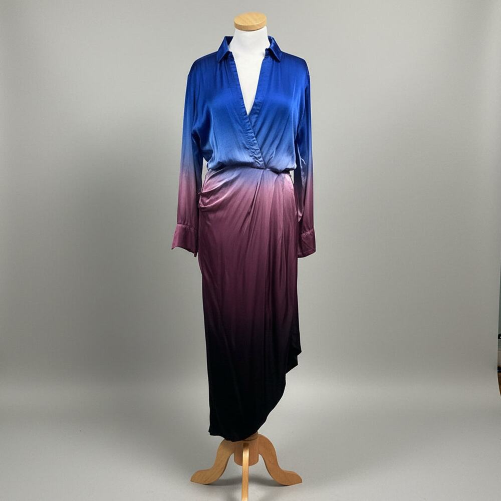 YFB blue and plum ombre satin dress, size S, NEW WITH TAGS!